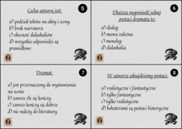 Gra edukacyjna "Prawda czy fałsz" - "Zemsta" Aleksandra Fredry.