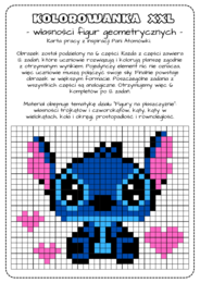 Kolorowanka xxl (nonogram) - powtórzenie wiadomości geometria. Klasa 5, klasa 6. Własności figur geometrycznych. Figury na płaszczyźnie.