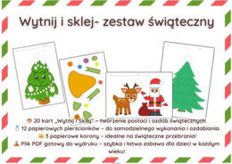 Świąteczny Zestaw „Wytnij i Sklej” – Kreatywna Zabawa dla Dzieci! Grudzień! Boże Narodzenie! Mikołajki Praca Plastyczna