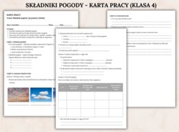 KARTA PRACY - Składniki pogody i jej pomiary, klasa 4 (45min)