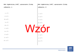 Wzór algebraiczny (A+B)^2, upraszczanie (liczby całkowite) | matematyka, algebra | 26 kolumn