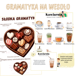 Karty pracy + gra dydaktyczna, gramatyka, język polski, części mowy