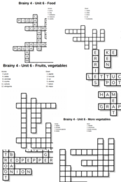 Brainy 4 – Unit 6 – krzyżówki – Food/Fruits, vegetables, and others/More vegetables
