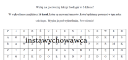 Biologia 6 wykreślanka: co będziemy robić?