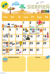 KALENDARZ ŚWIĄT TYPOWYCH I NIETYPOWYCH na rok szkolny 2024/2025