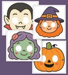 Maski na dzień dyni / halloween format a4 pdf+jpg 13 szt. kolor i czarno białe!