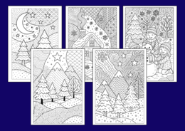 ❄️🎄Zimowe Kolorowanki w Stylu Zentangle – idealne do relaksu i twórczej zabawy! - 36 szt.🎄 - zima