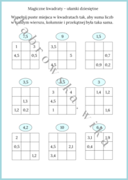 Magiczne kwadraty - ułamki dziesiętne