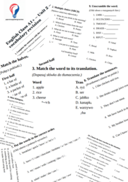 English Class A1+ – Unit 2 – vocabulary revision