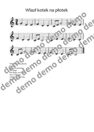 Wlazł kotek na płotek nuty literowe