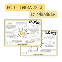 POTĘGI I PIERWIASTKI - uzupełnianie luk - ciekawostki o Słońcu