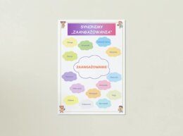 Plakat z chmurą wyrazów (synonimy „zaangażowanie”)