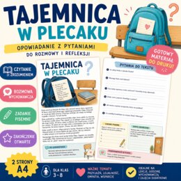 Opowiadanie z pytaniami. Tajemnica w plecaku