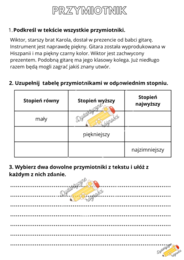 Rzeczownik/Czasownik/Przymiotnik - karty pracy dla klas 3-4