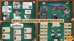 MEGA Zestaw 4 gazetek historycznych na styczeń, luty, marzec i kwiecień| Styczeń- miesiąc ważnych wydarzeń historycznych| Luty-Miłość i Historia|Marzec-kobiety które zmieniły historię| Kwiecień - miesiąc wielkich wydarzeń