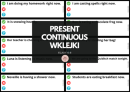 PRESENT CONTINUOUS - wklejki dla klas 6-8