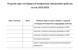 Program zajęć rozwijających kompetencje emocjonalno-społeczne.