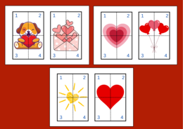 WALENTYNKI – puzzle – układanka- układanki – biblioteka – świetlica – przedszkole – 12 wersji