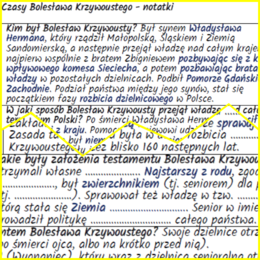 Czasy Bolesława Krzywoustego – notatki i karta pracy
