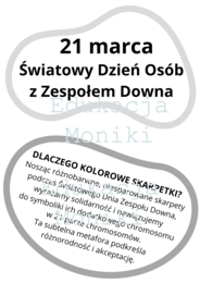Światowy Dzień Osób z Zespołem Downa; Dzień kolorowej Skarpetki - gazetka