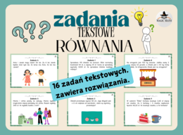 RÓWNANIA - ZADANIA TEKSTOWE, 16 zadań