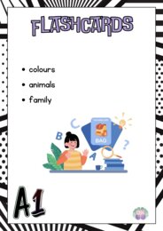 Zestaw Flashcards dla Dzieci – Kolory, Zwierzęta i Rodzina (38 stron)