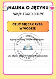 Naucz się związków frazeologicznych w mgnieniu oka- karty graficzne do nauki o języku