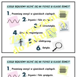 Czego będziemy uczyć się na fizyce w klasie ósmej - wklejka do zeszytu.