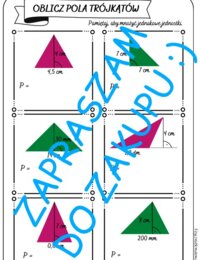 Karta pracy, kartkówka - obliczanie pól trójkątów.