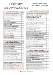Lista (checklista) lektur – liceum