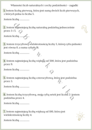 Własności liczb i cechy podzielności - zagadki