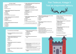 Zestaw testów - Pan Tadeusz. Księgi I, II, IV, X, XI, XII