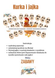 "Jajko i kura" matematyczna stacja zadaniowa - dodawanie i odejmowanie w granicach 20.