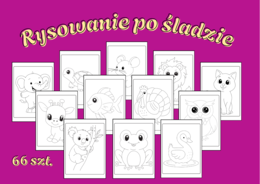 66 kolorowanek – rysowanie po śladzie - grafomotoryka ze zwierzątkami - kolorowanki - Dzień Zwierząt