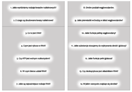 Chemiczne podstawy życia - zestaw 38 pytań (woda, białka, lipidy, węglowodany, kwasy nukleinowe)
