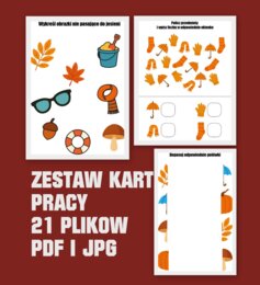 Jesienne karty pracy - przedszkole 21 x pdf i jpg