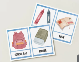 fiszki przybory szkolne