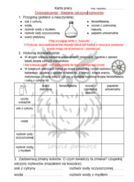 Badanie odczynu roztworów - kartay pracy