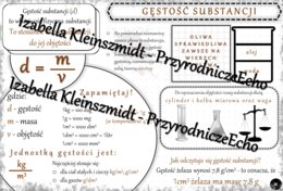 Sketchnotka - notatka „Gęstość substancji” wykonana w power point do edycji. Chemia 7, „Substancje”