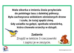 Oczekiwanie na święta z sikorką Zosią.