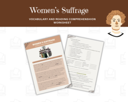 Women's Suffrage - Reading comprehension and vocabulary worksheet - Prawa Wyborcze Kobiet w Wielkiej Brytanii, Sufrażystki, Czytanie ze zrozumieniem, słownictwo - Karty pracy z języka angielskiego na dwa poziomy zaawansowania - podstawowy i średniozaawan