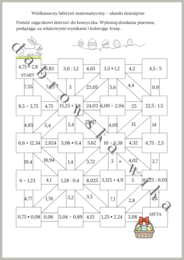 Wielkanocny labirynt matematyczny - ułamki dziesiętne