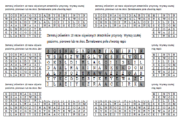 Wykreślanka na podsumowanie lekcji przyrody w klasie 4 "Przyroda i jej składniki"