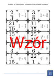 Domino - Dodawanie i odejmowanie ułamków | matematyka