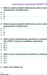 Sprawdzian ATOMY I CZĄSTECZKI