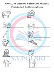 Magiczne drzewo. Czerwone krzesło - ikonki skojarzeniowe