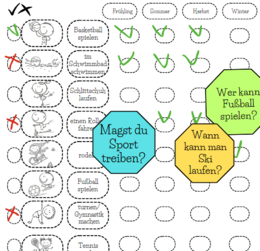 Sportarten - dyscypliny sportowe - wklejka, gra, mówienie, pisanie - język niemiecki