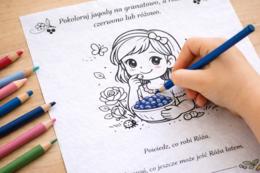 Róża je jagody – czytanie i kolorowanie [Karta pracy]