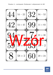 Domino - Dodawanie i odejmowanie do 100 | matematyka
