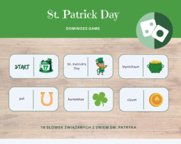 Saint Patrick's Day Dominoes - Domino na Dzień Świętego Patryka - język angielski - 19 słówek